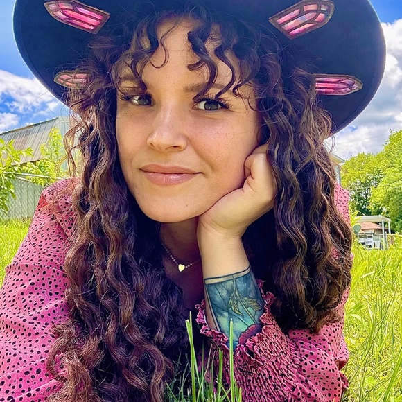 Fairy Inspired Halo Hat with Hand Made Stained Glass Windows - Picture 2 of 7